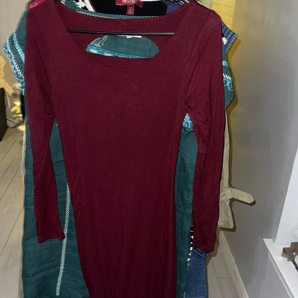 Fashion Nova Burgundy Midi Dress